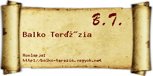Balko Terézia névjegykártya